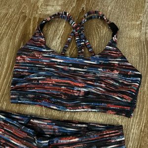 Lululemon Energy Sports Bra Hinshu Alpine White Red Blue Multi Size 4
